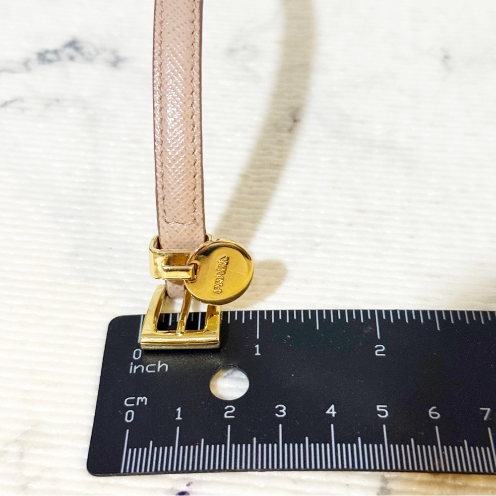 Prada Saffiano Leather Bracelet (Taupe with Gold Toned Hardware, Adjustable) - Picture 13 of 14
